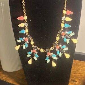 Vintage JCrew Gold and Multicolor Statement Necklace. Vibrant colors
